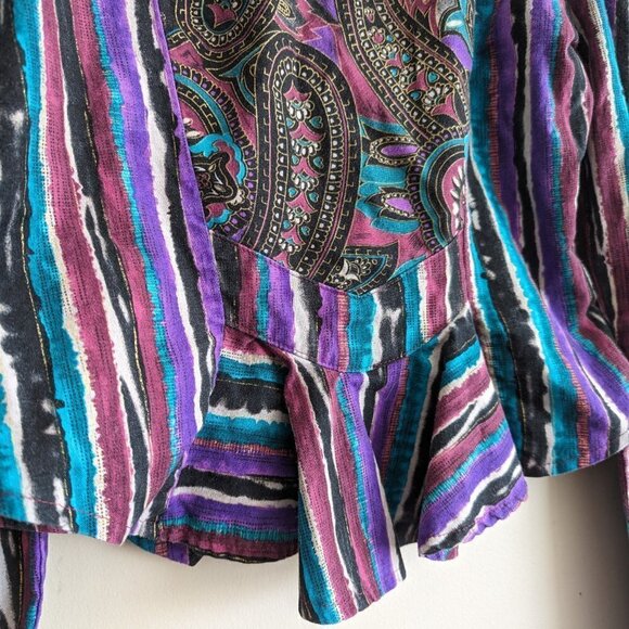 21 - Vintage Paisley Striped Western Button down - Picture 9 of 9